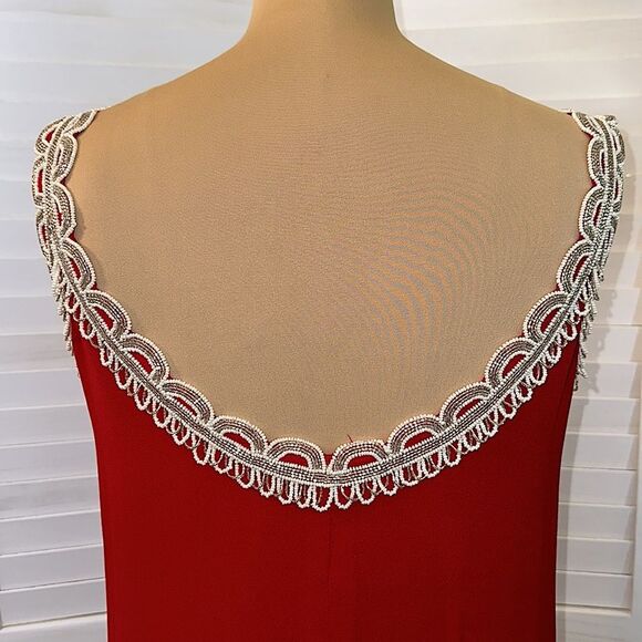 80s Hand Beaded Tunic Medium Vintage Red - Picture 12 of 14
